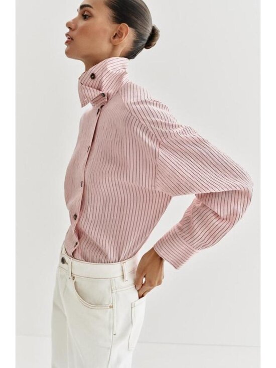 Zara Tops - ZARA STRIPED HIGH NECK SHIRT